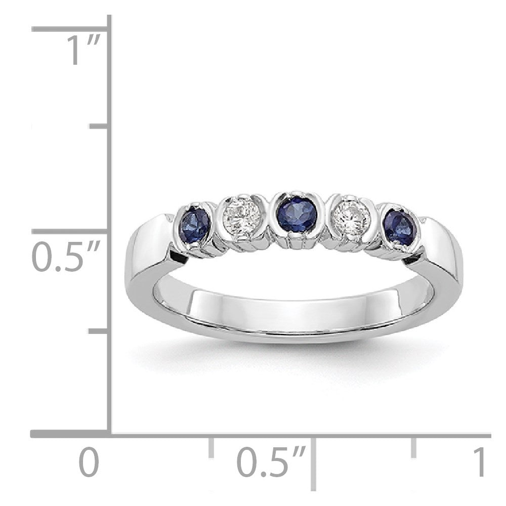 14k White Gold Real Diamond w/Sapphire Band