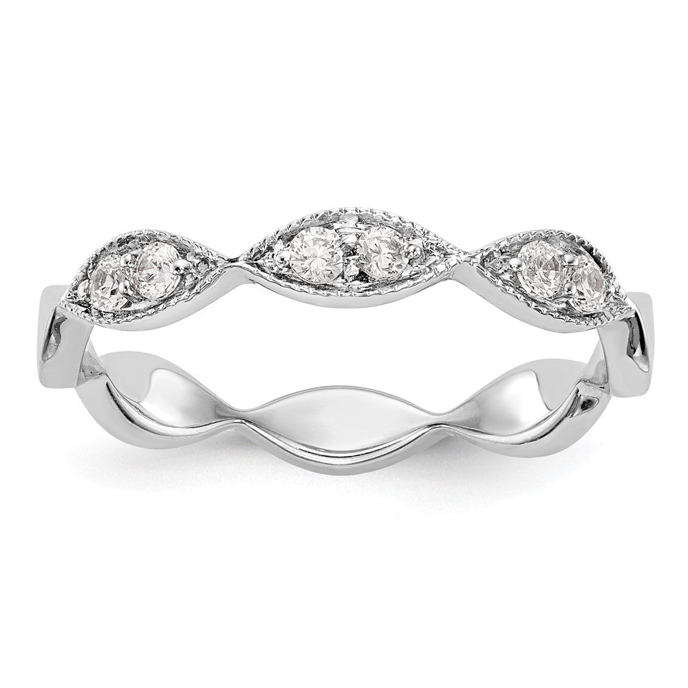 14K White Gold Real Diamond Band