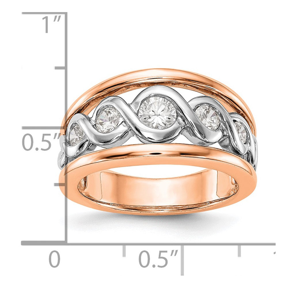 14K White & Rose Gold Real Diamond Band