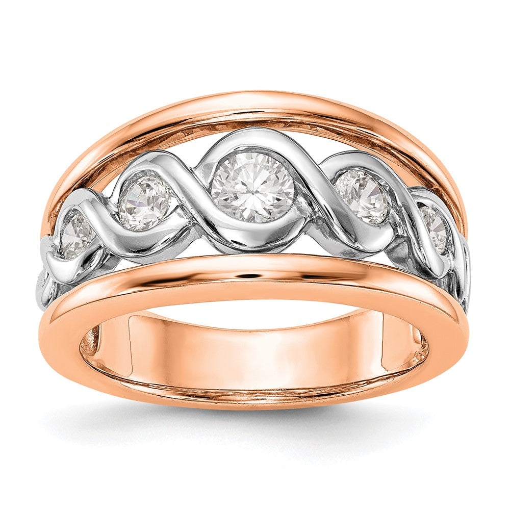 14K White & Rose Gold Real Diamond Band