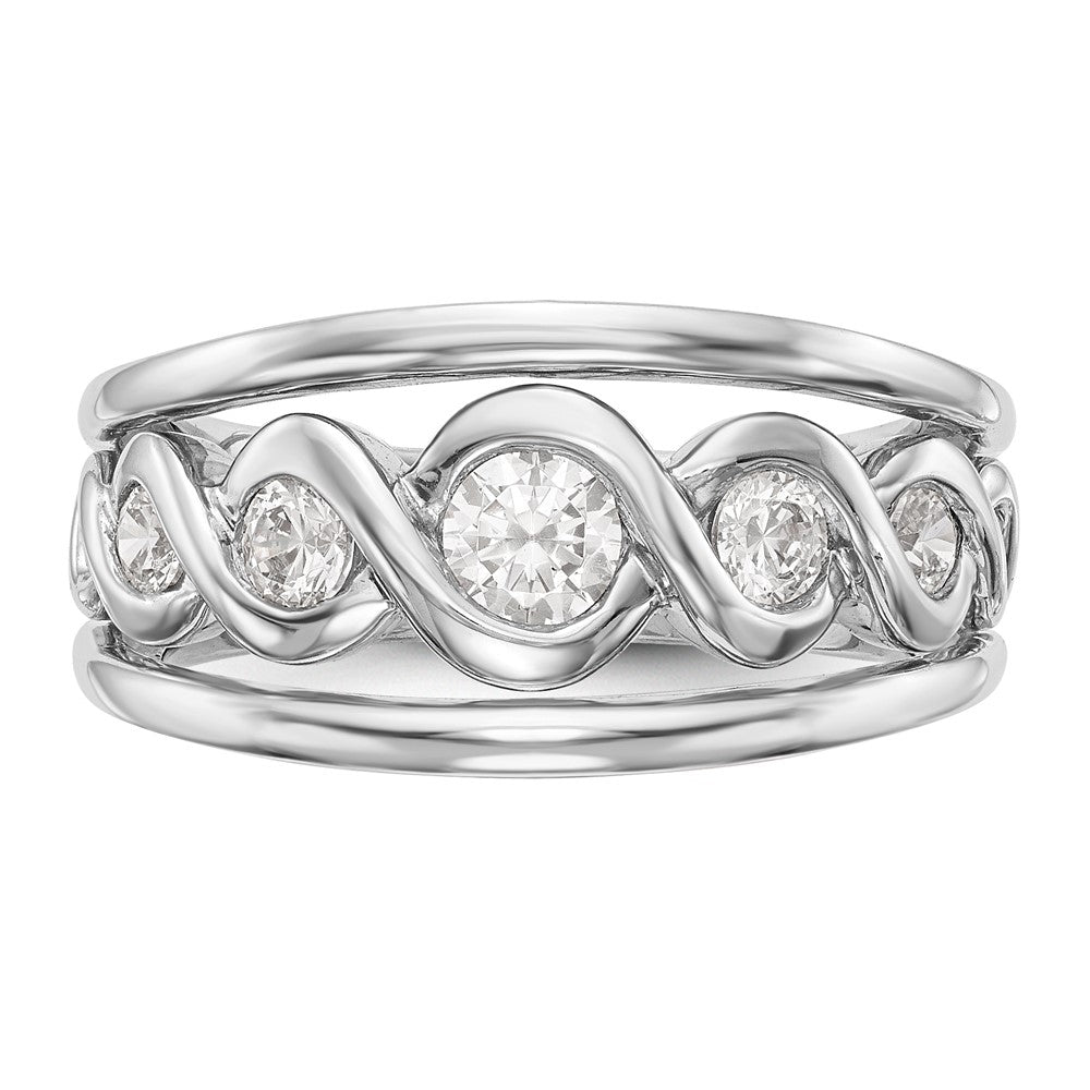 14K White Gold Real Diamond Band