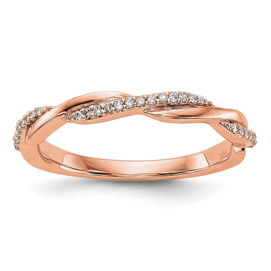 14K Rose Gold Real Diamond Band