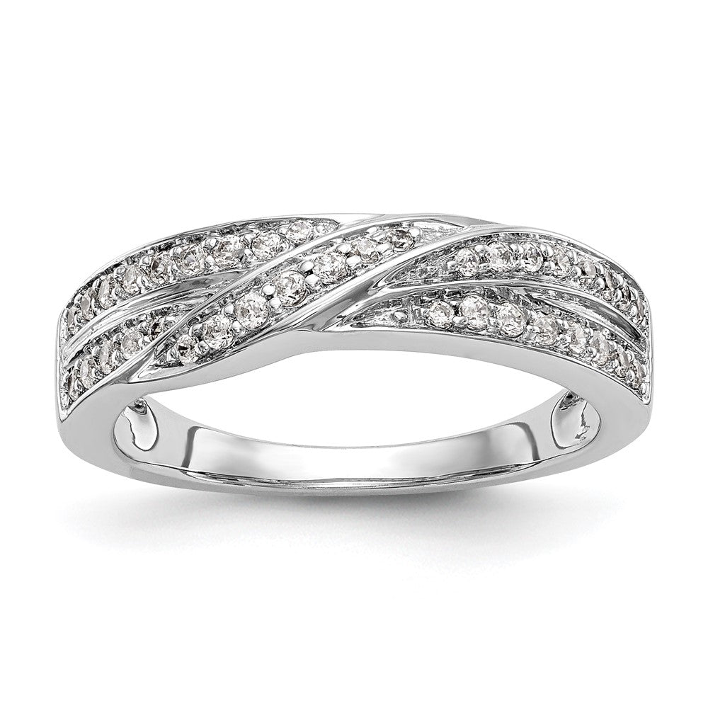 14K White Gold Real Diamond Band