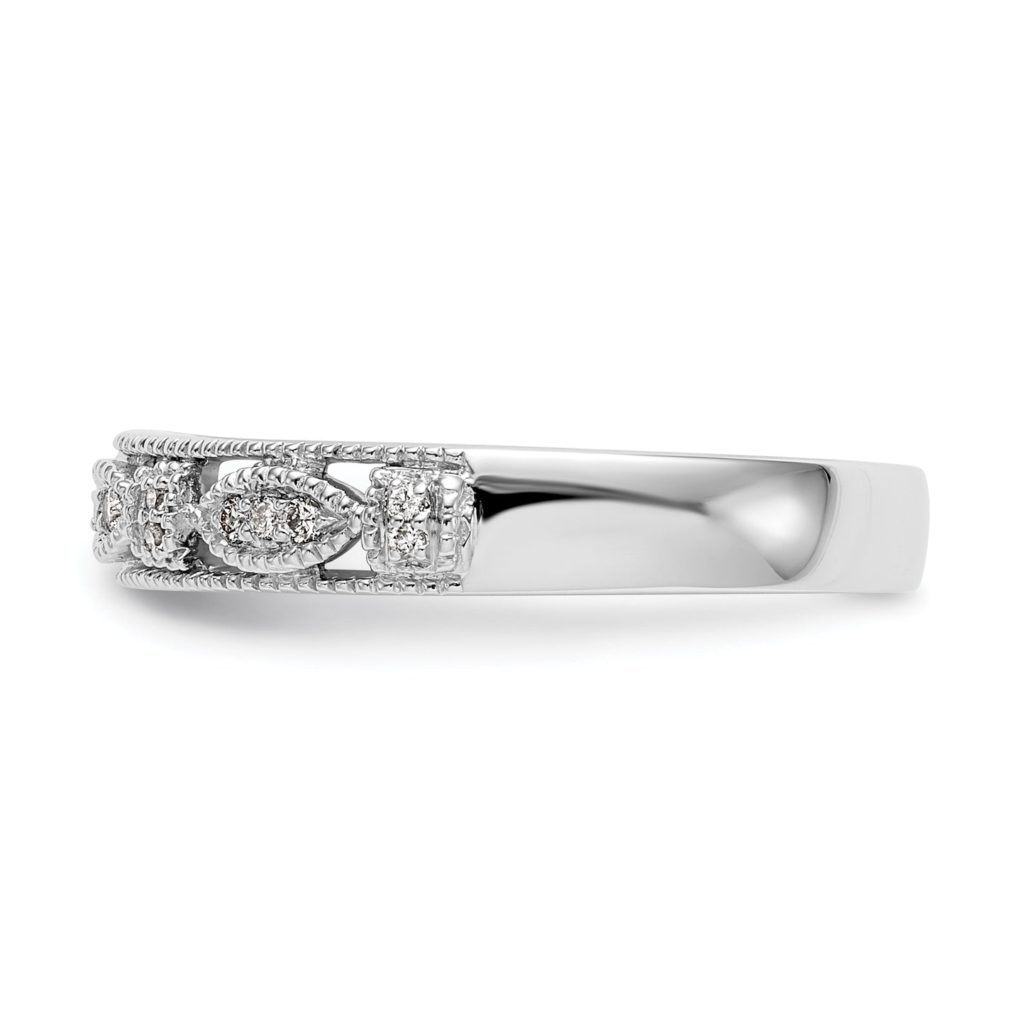 0.10ct. CZ Solid Real 14K White Gold Wedding Band Ring