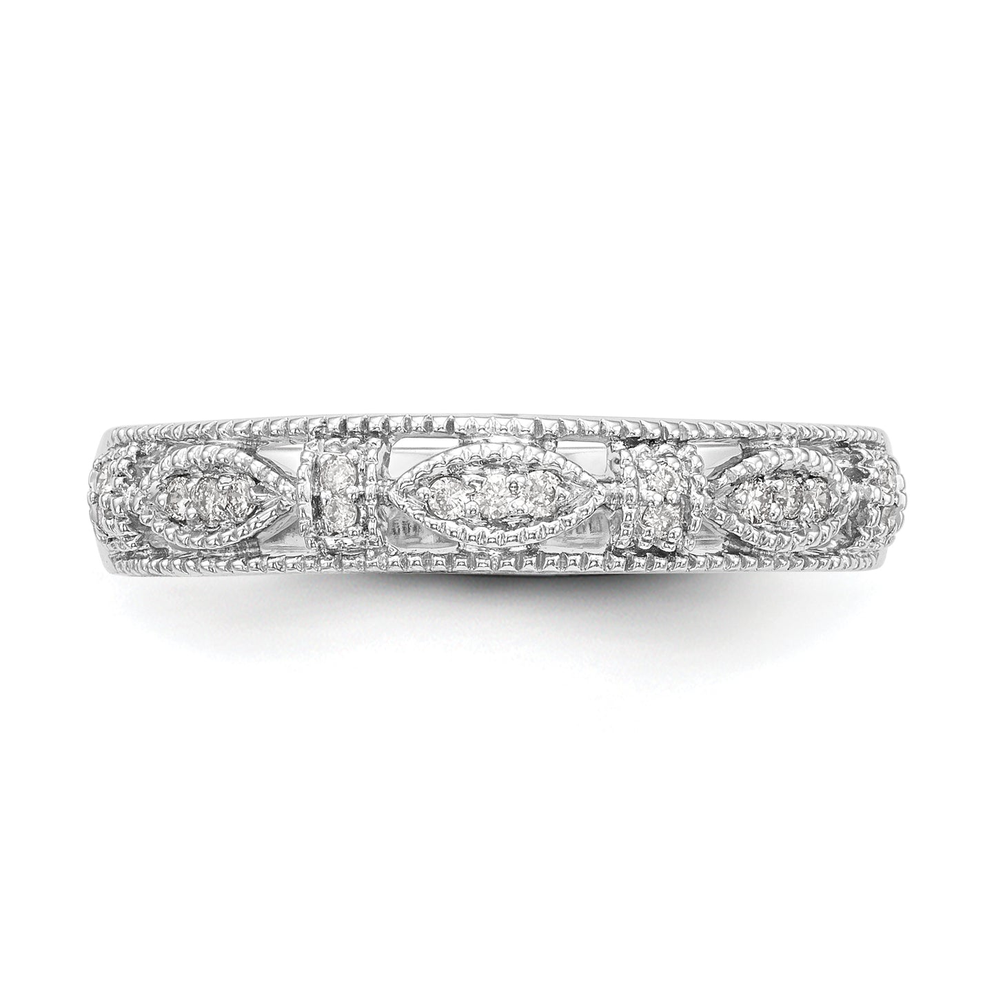 0.10ct. CZ Solid Real 14K White Gold Wedding Band Ring