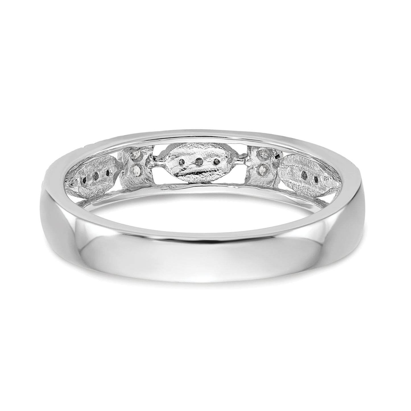 0.10ct. CZ Solid Real 14K White Gold Wedding Band Ring