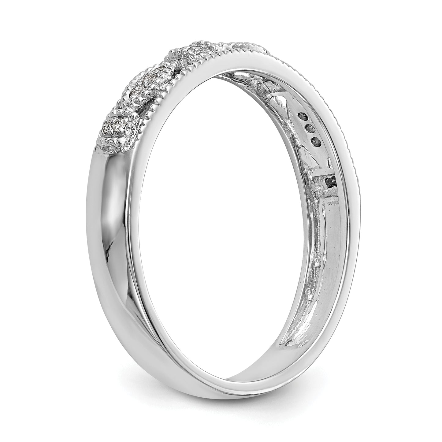 0.10ct. CZ Solid Real 14K White Gold Wedding Band Ring