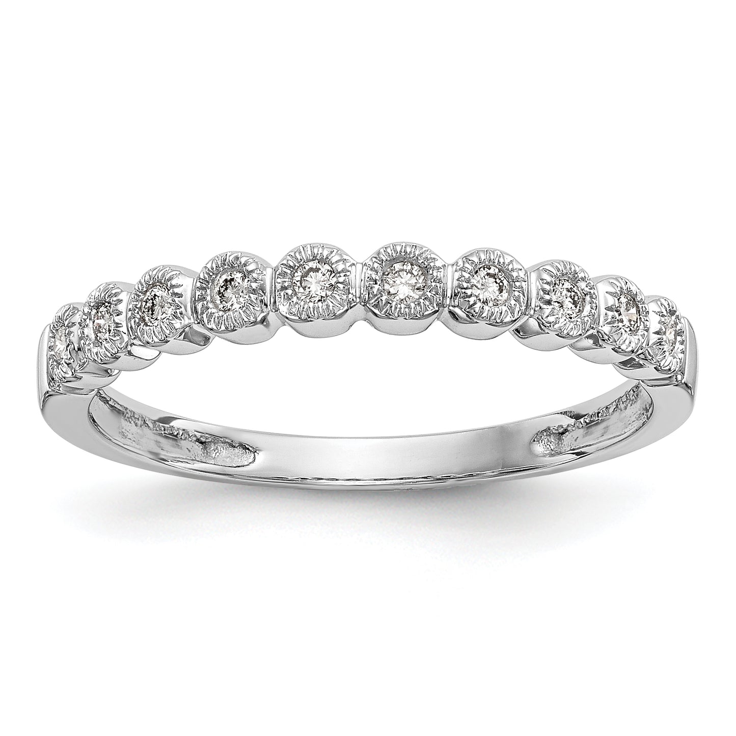 0.10ct. CZ Solid Real 14K White Gold Wedding Band Ring