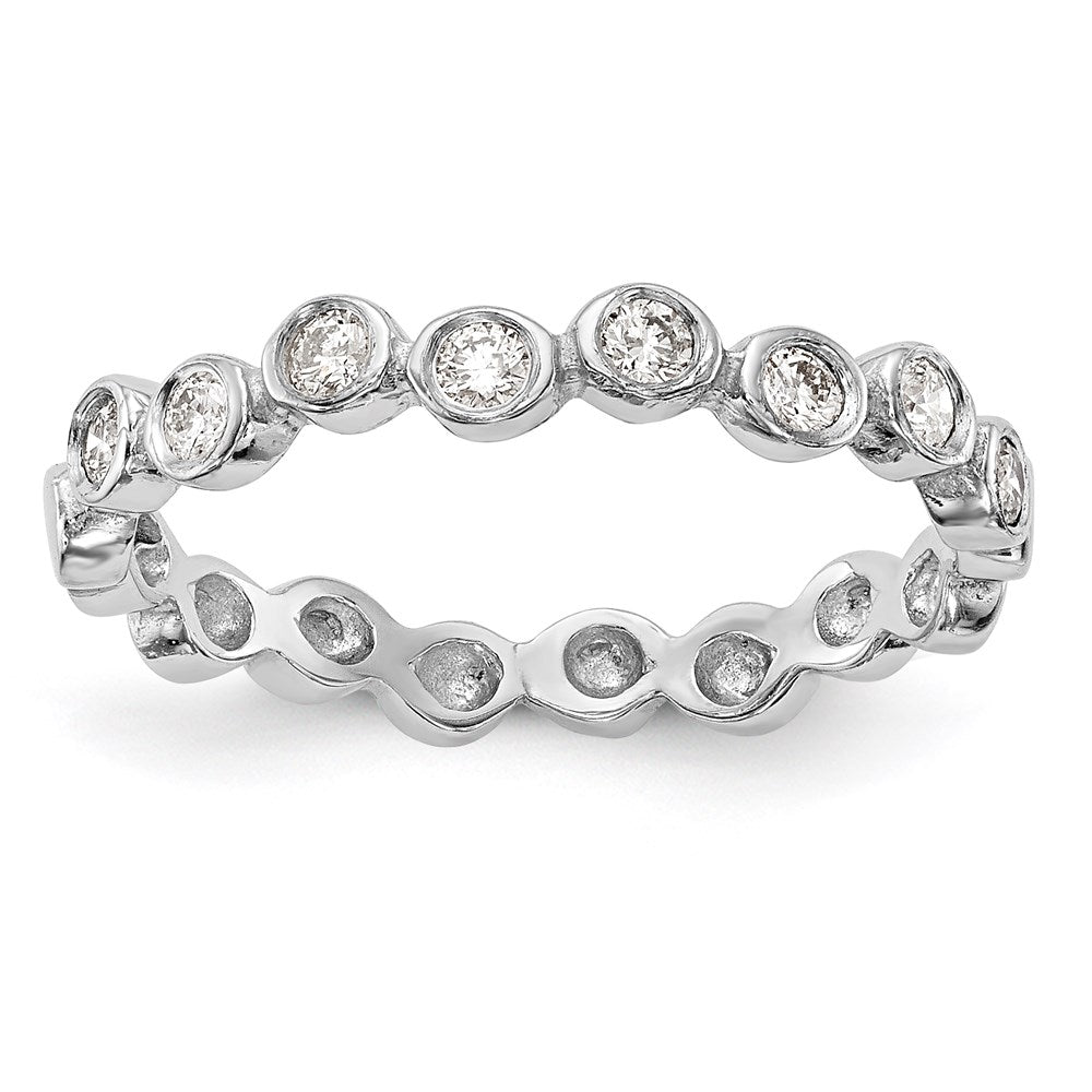 14K White Gold Real Diamond Band