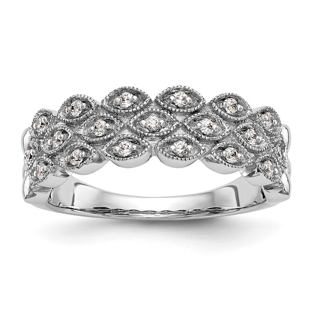 14K White Gold Real Diamond Band