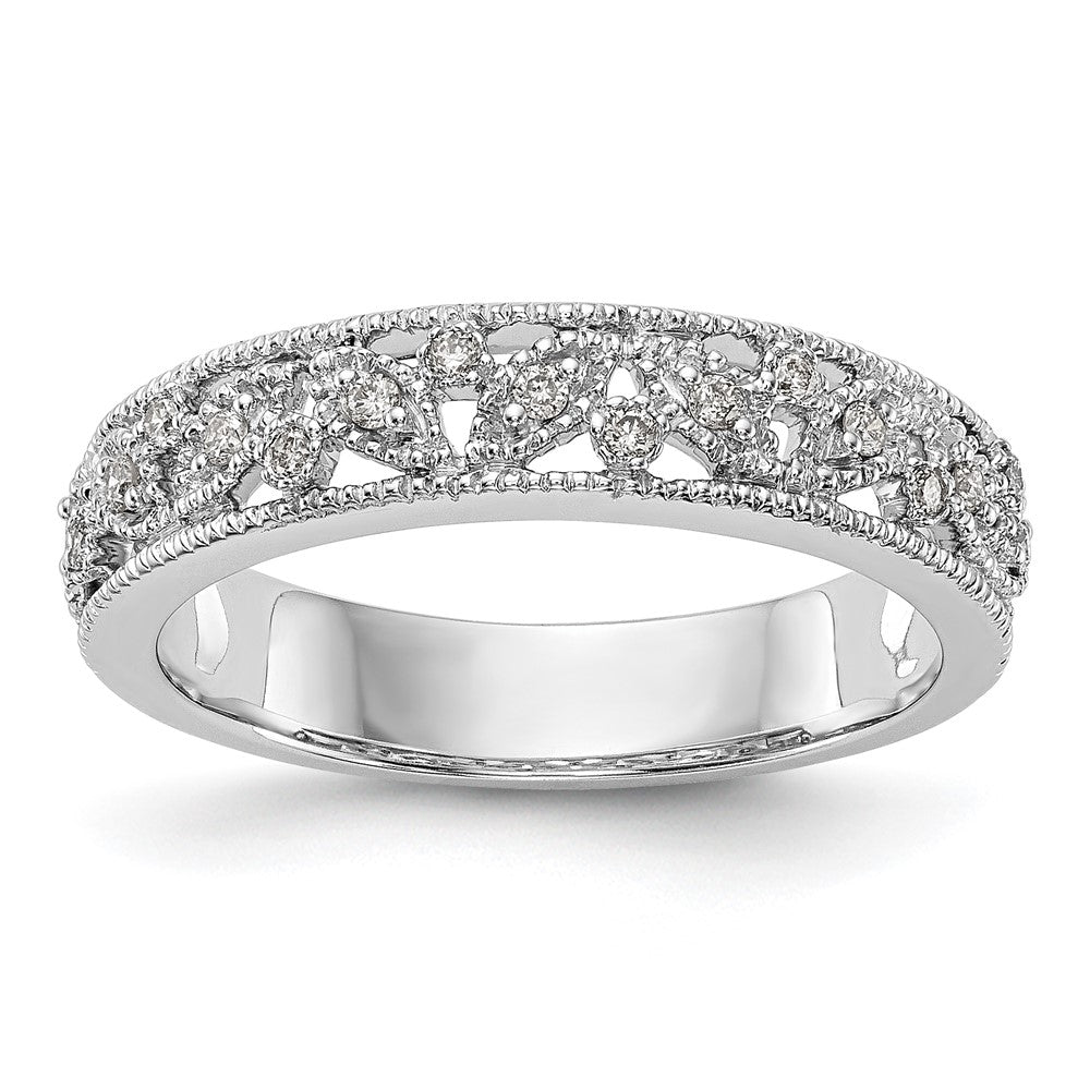 14K White Gold Real Diamond Band