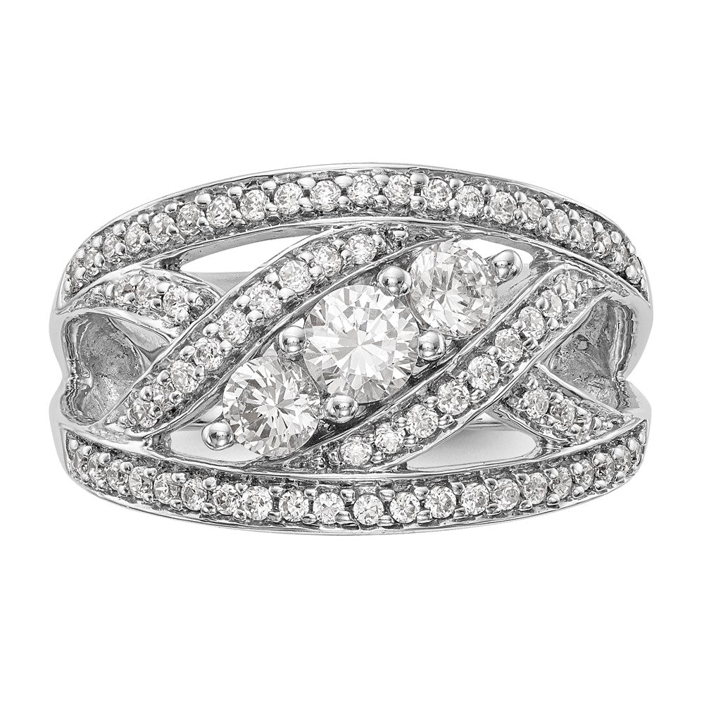 14K White Gold Real Diamond Band