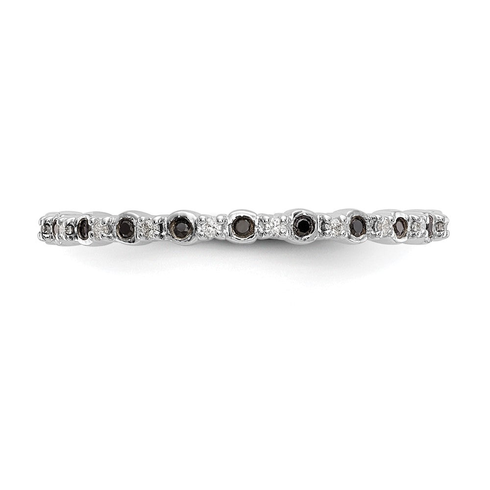 14K White Gold Black & White Real Diamond Band