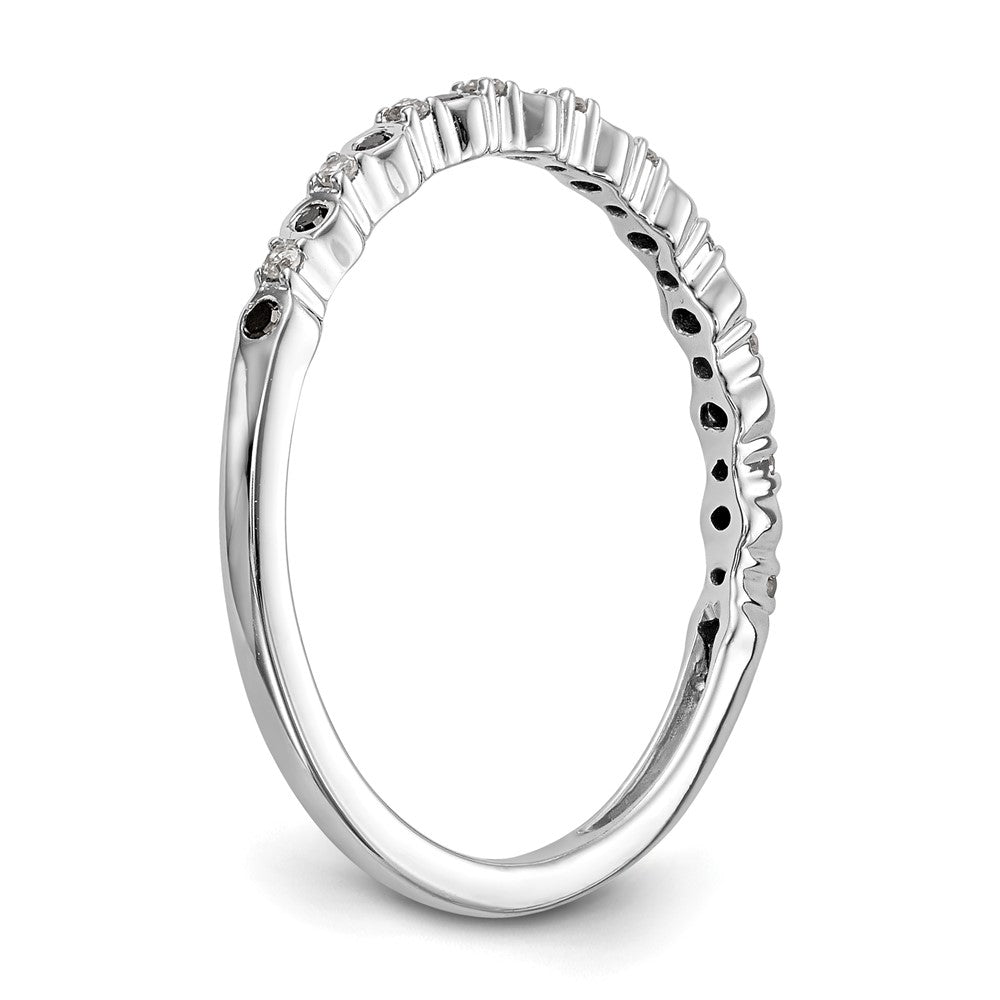 14K White Gold Black & White Real Diamond Band