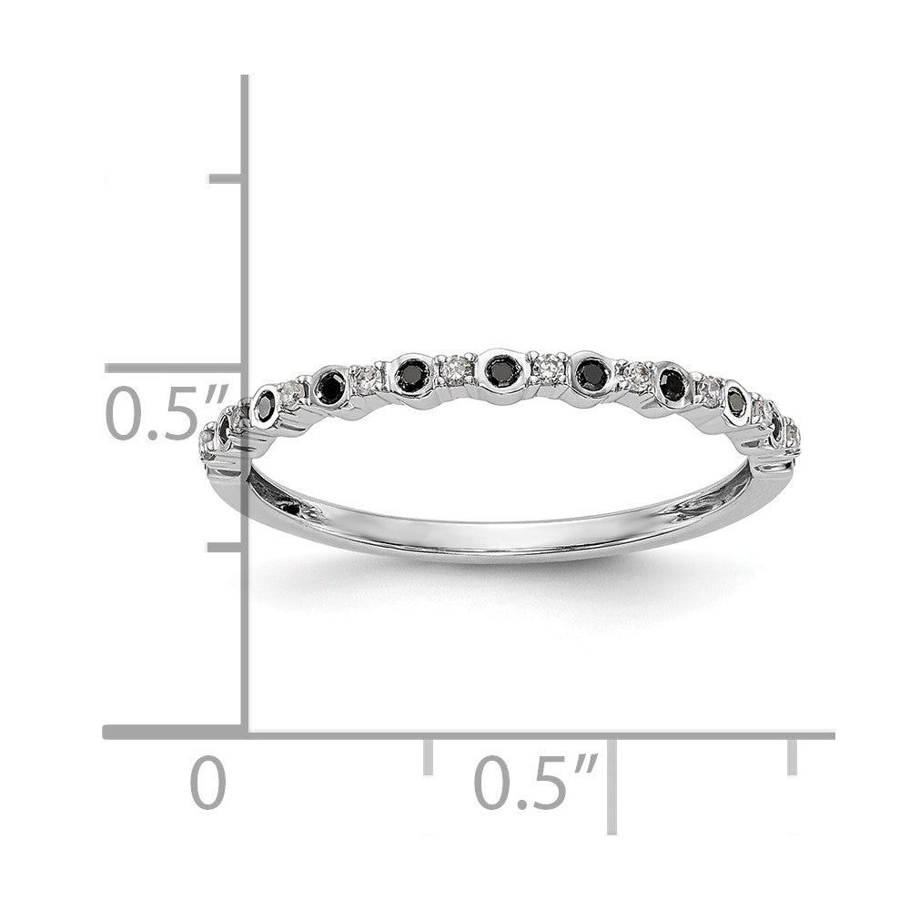 14K White Gold Black & White Real Diamond Band