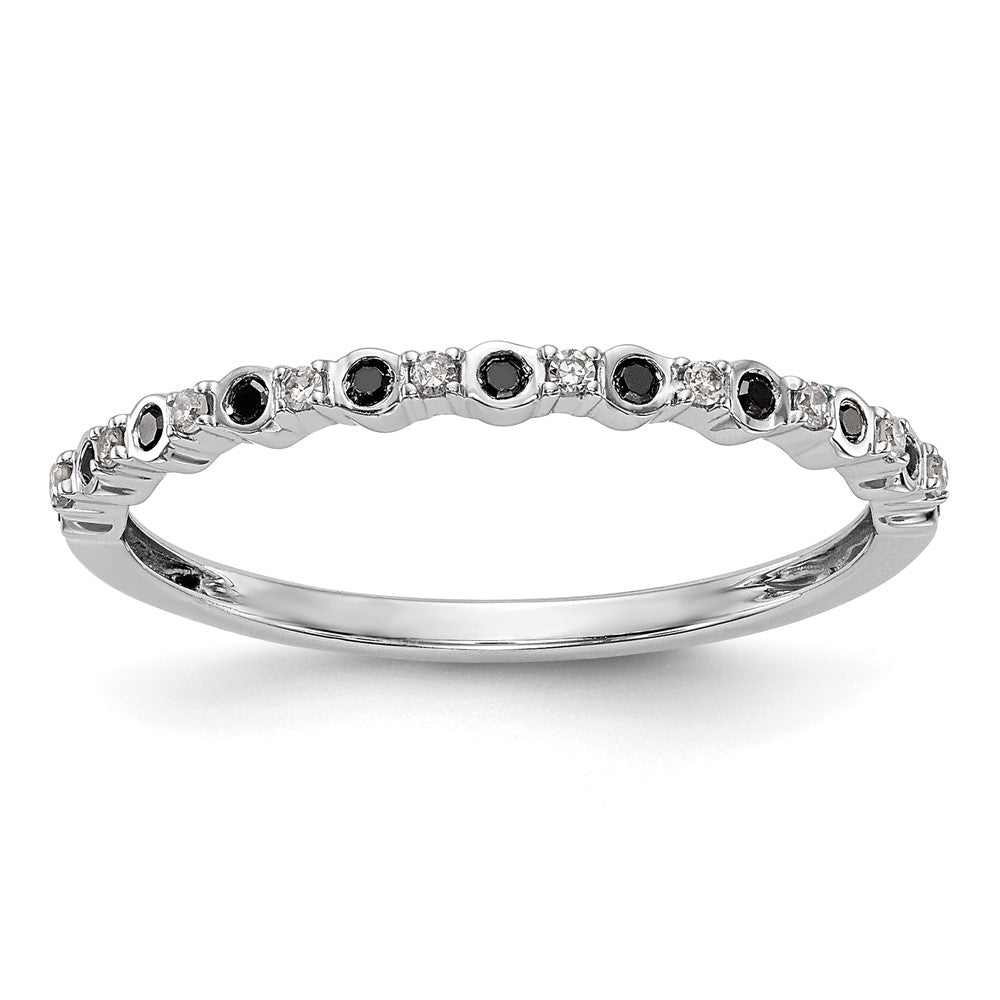 14K White Gold Black & White Real Diamond Band