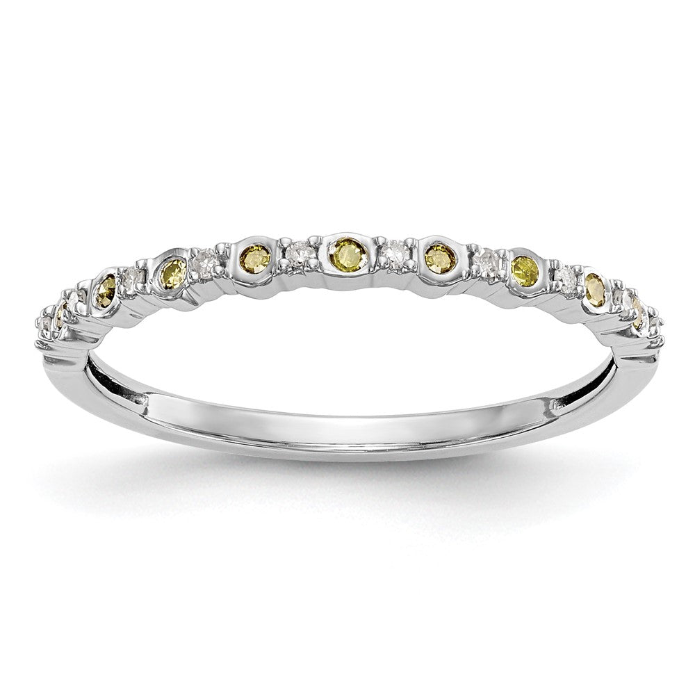 14k White Gold Yellow & White Real Diamond Band