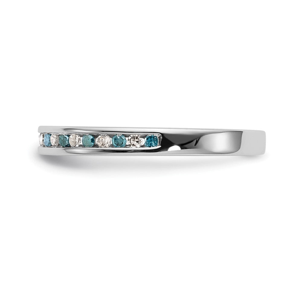 14k White Gold Blue & White Real Diamond Band