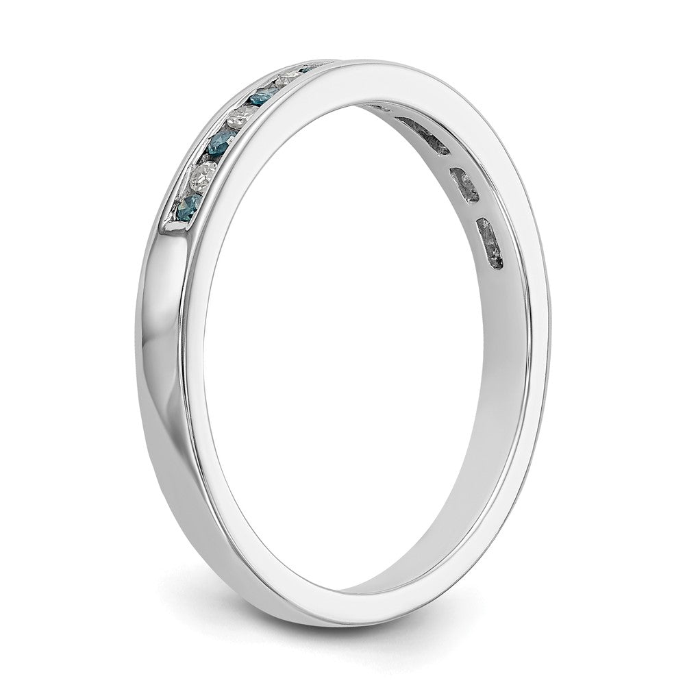 14k White Gold Blue & White Real Diamond Band