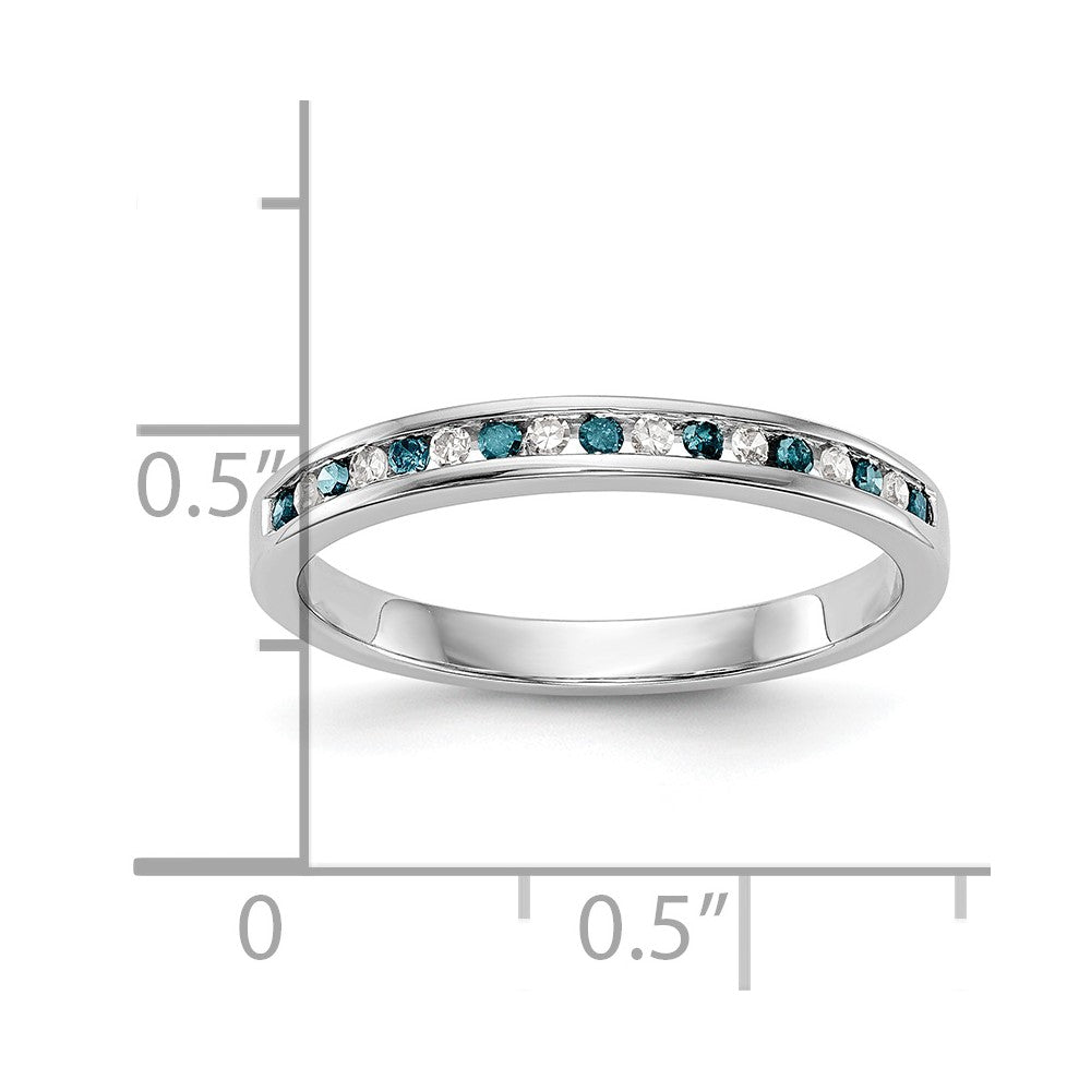 14k White Gold Blue & White Real Diamond Band