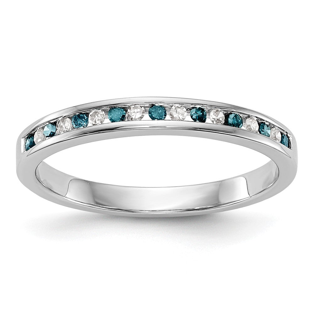 14k White Gold Blue & White Real Diamond Band