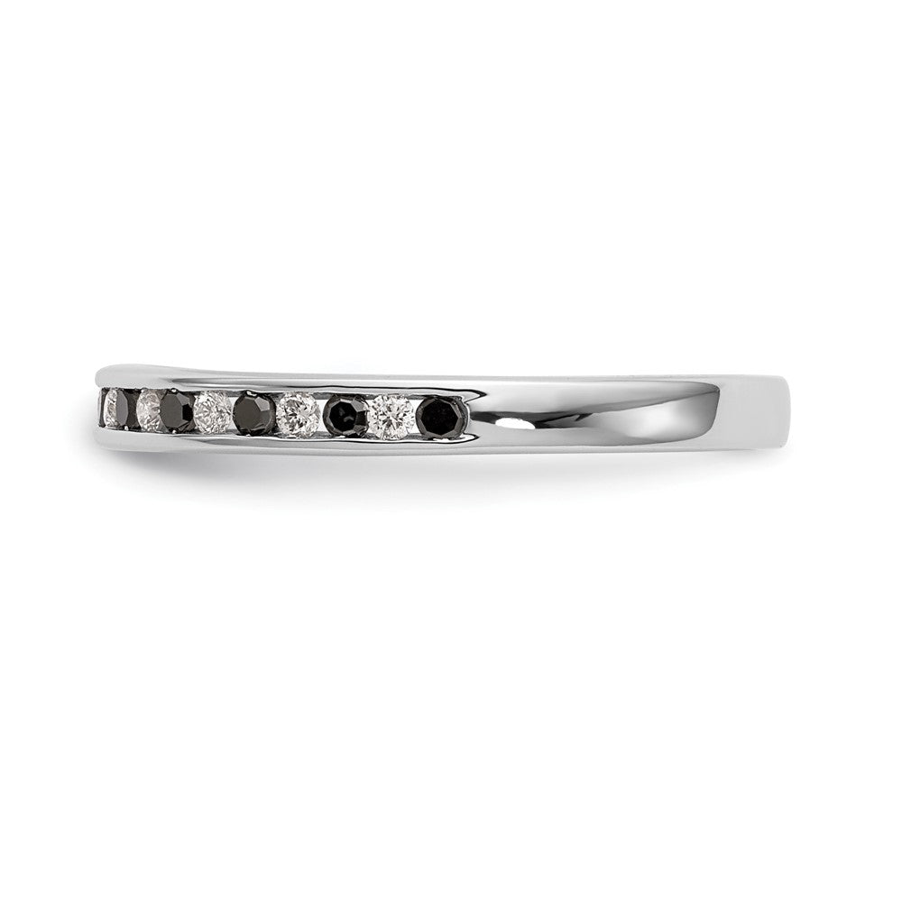 14K White Gold Black & White Real Diamond Band