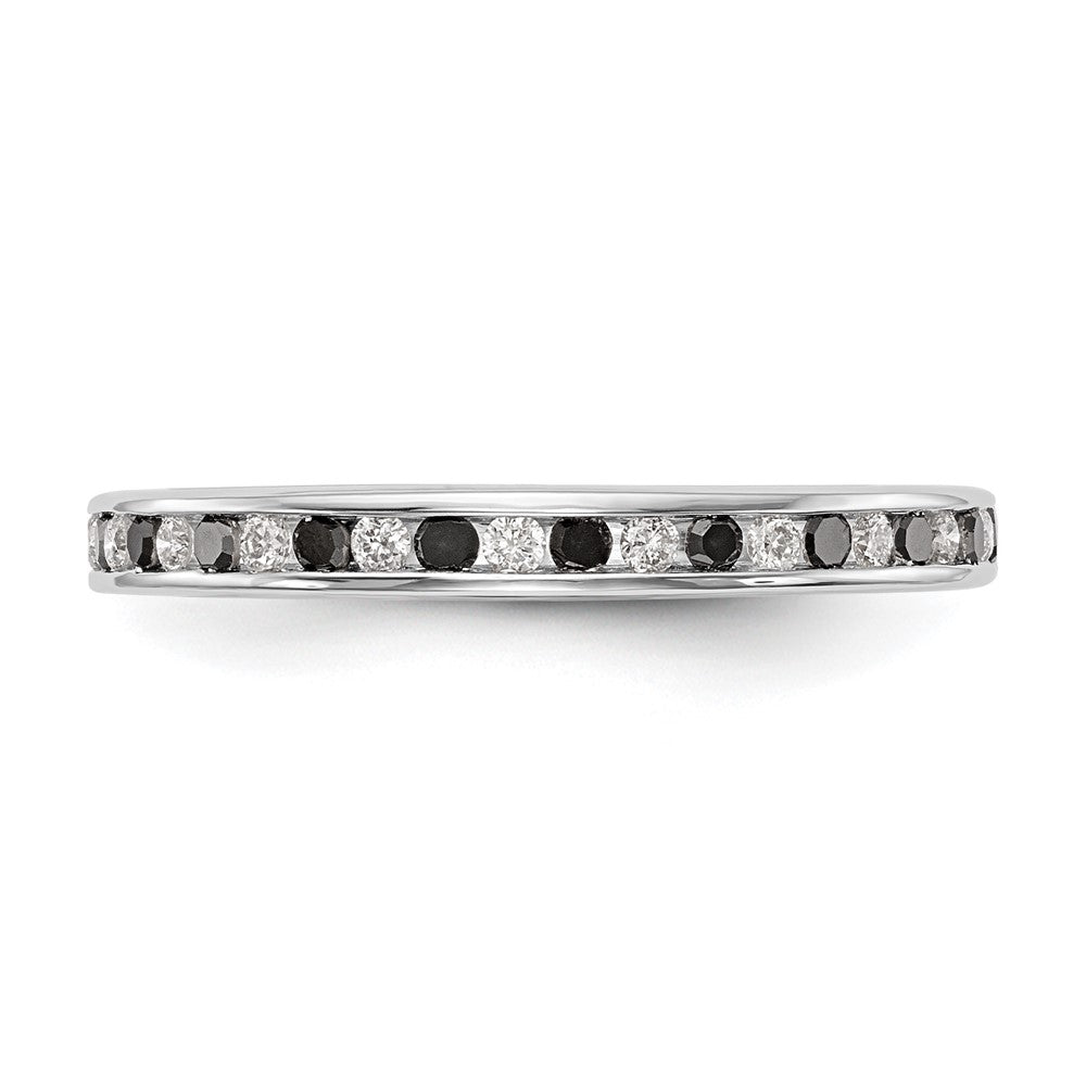 14K White Gold Black & White Real Diamond Band