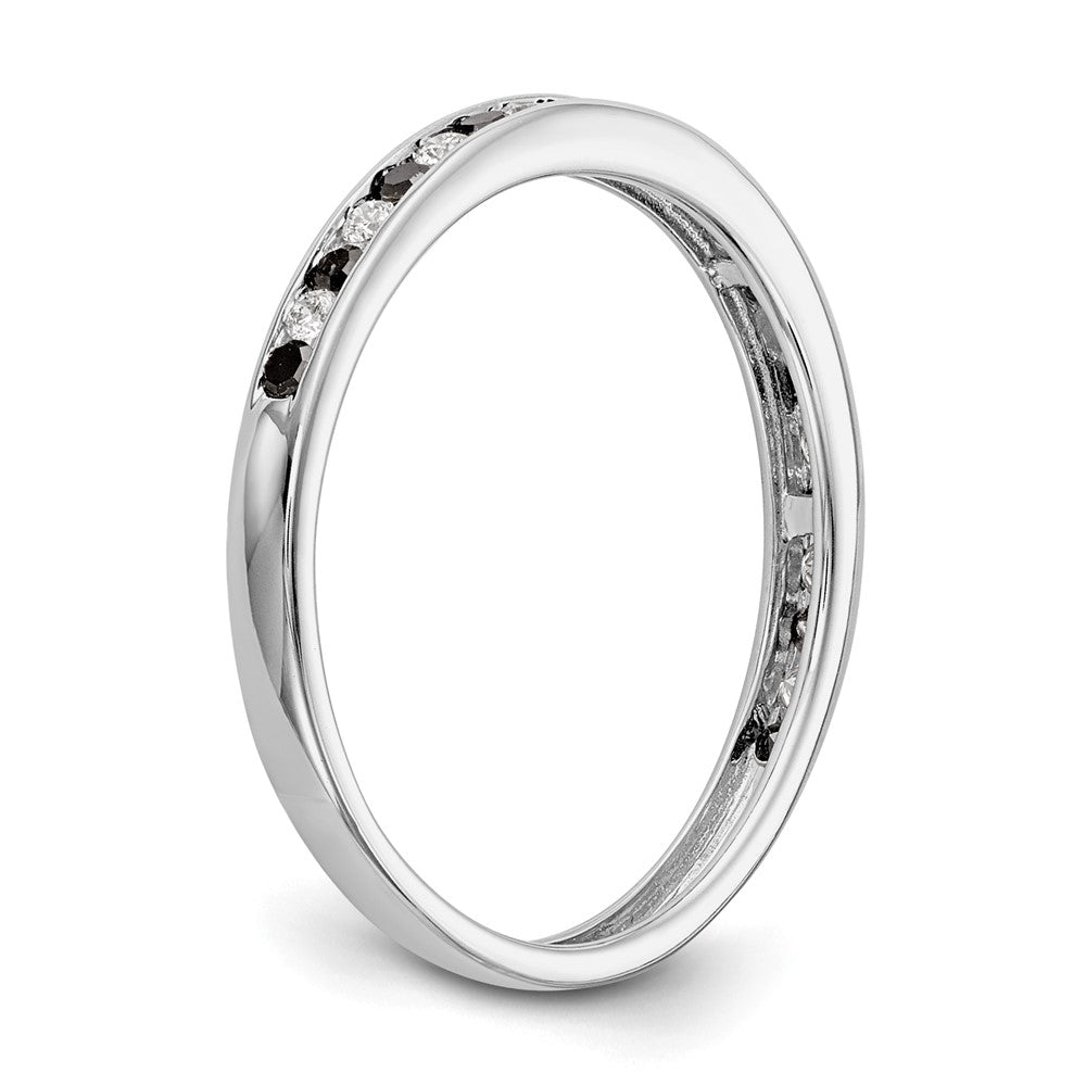 14K White Gold Black & White Real Diamond Band