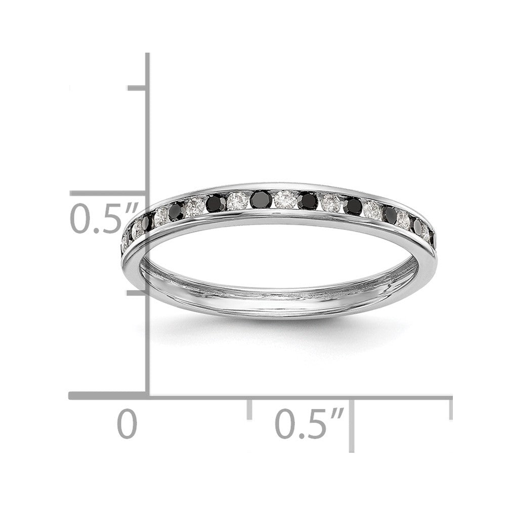 14K White Gold Black & White Real Diamond Band