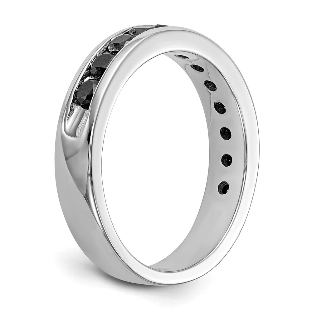 14K White Gold Black Real Diamond Band