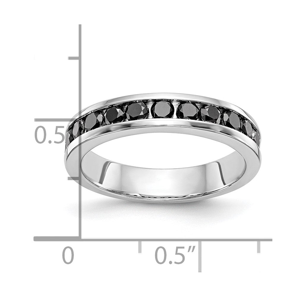 14K White Gold Black Real Diamond Band