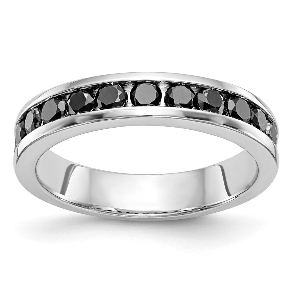 14K White Gold Black Real Diamond Band