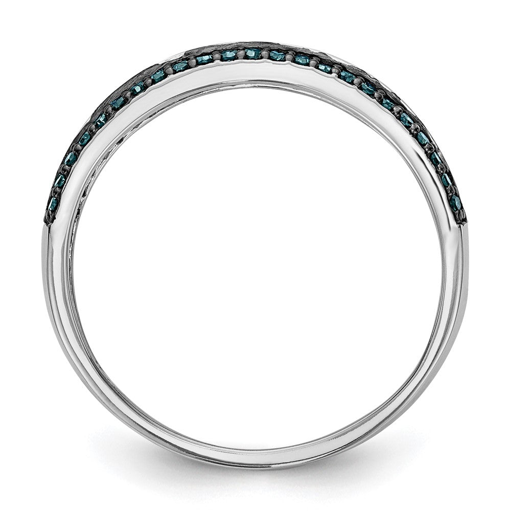 14k White Gold Blue & White Real Diamond Band