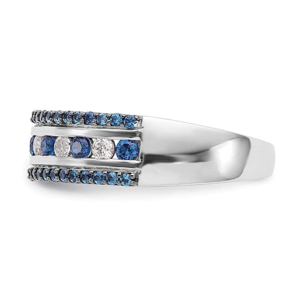 14k White Gold Blue & White Real Diamond Band