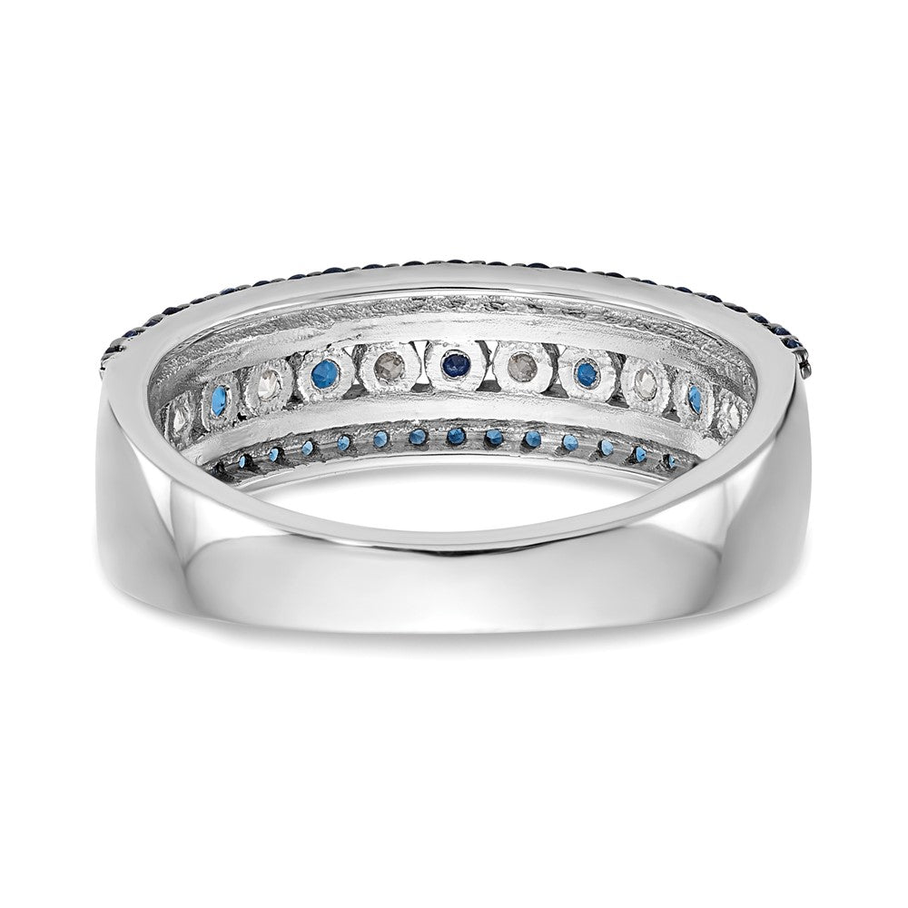 14k White Gold Blue & White Real Diamond Band