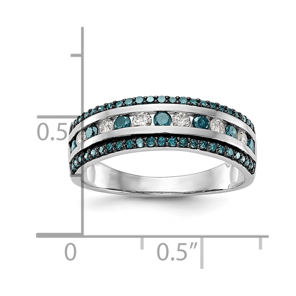 14k White Gold Blue & White Real Diamond Band