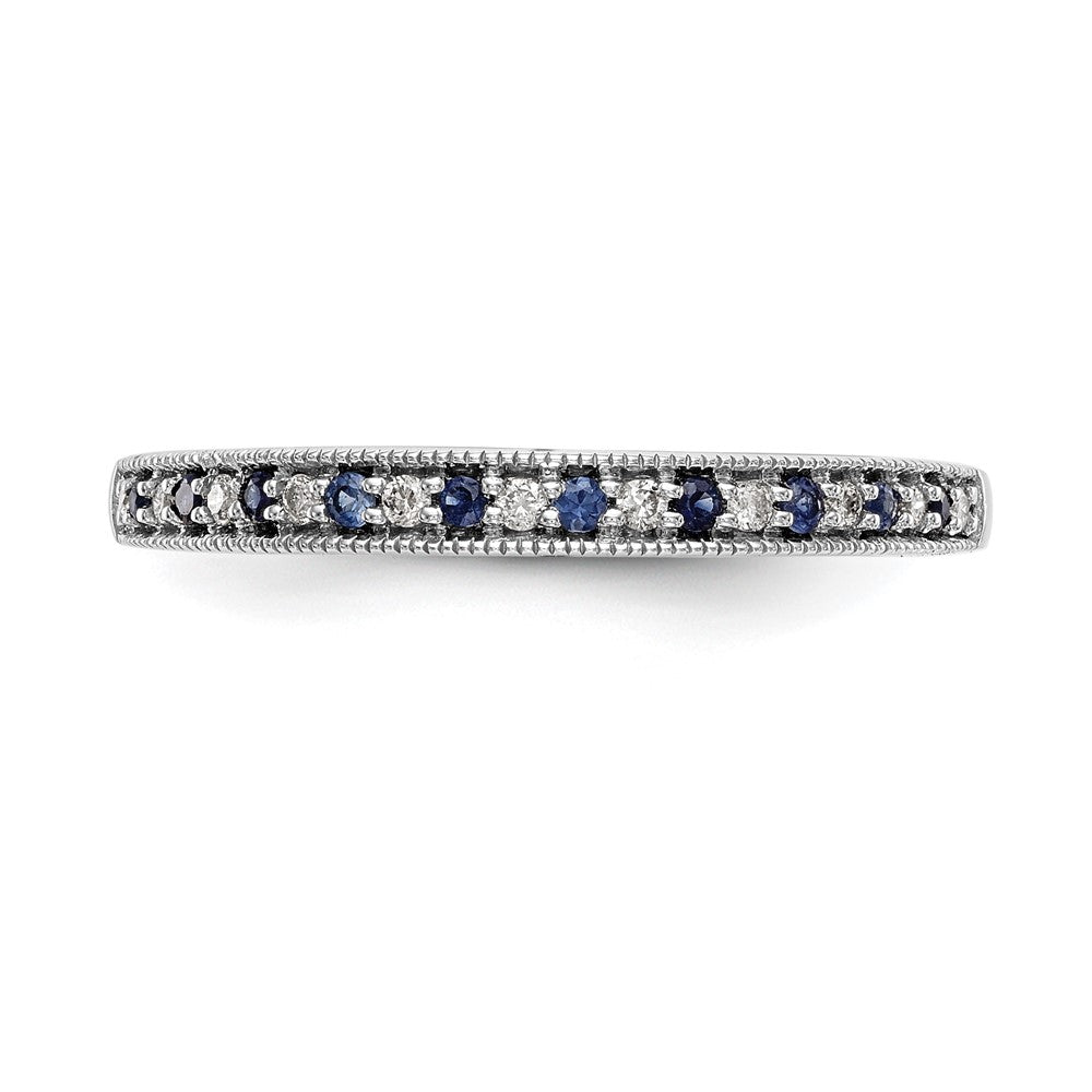 14k White Gold Real Diamond w/Sapphire Band