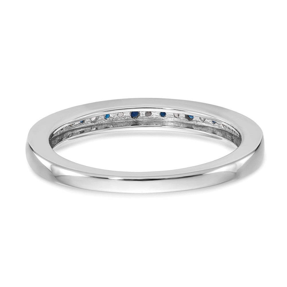 14k White Gold Real Diamond w/Sapphire Band