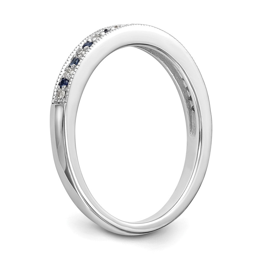 14k White Gold Real Diamond w/Sapphire Band