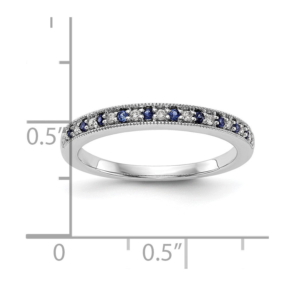 14k White Gold Real Diamond w/Sapphire Band