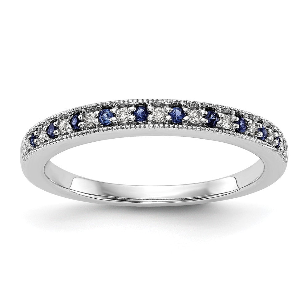 14k White Gold Real Diamond w/Sapphire Band