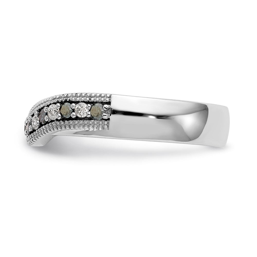 14k White Gold Blue & White Real Diamond Band