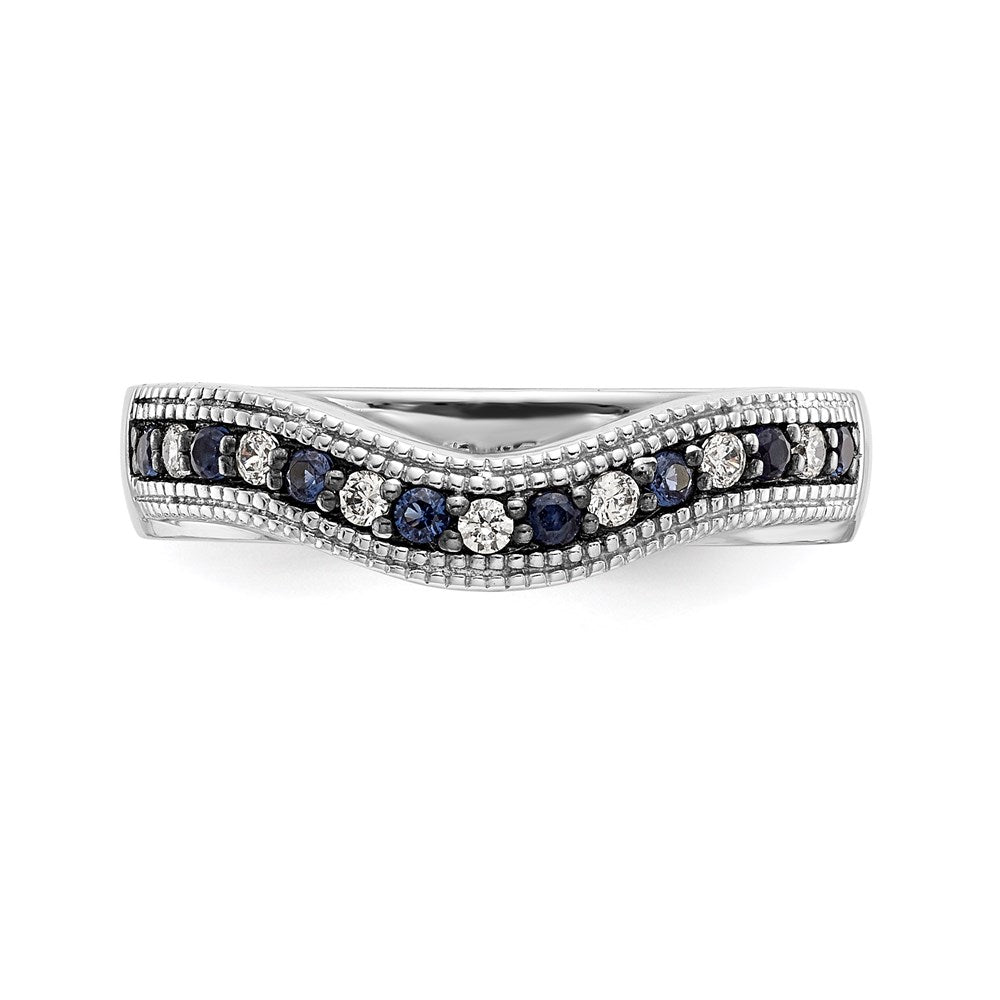 14k White Gold Blue & White Real Diamond Band