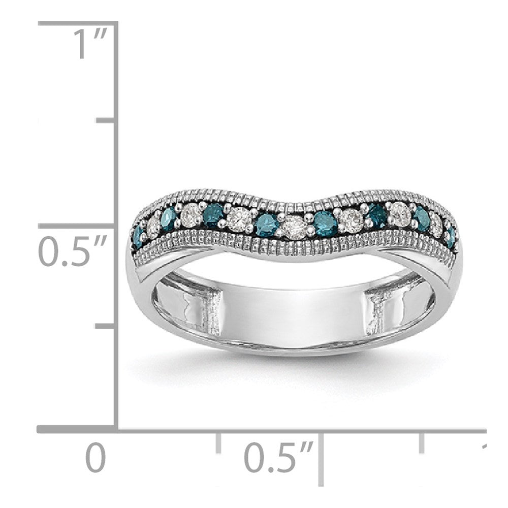 14k White Gold Blue & White Real Diamond Band