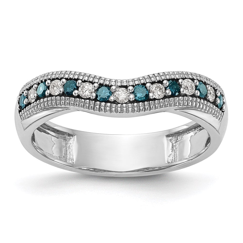 14k White Gold Blue & White Real Diamond Band