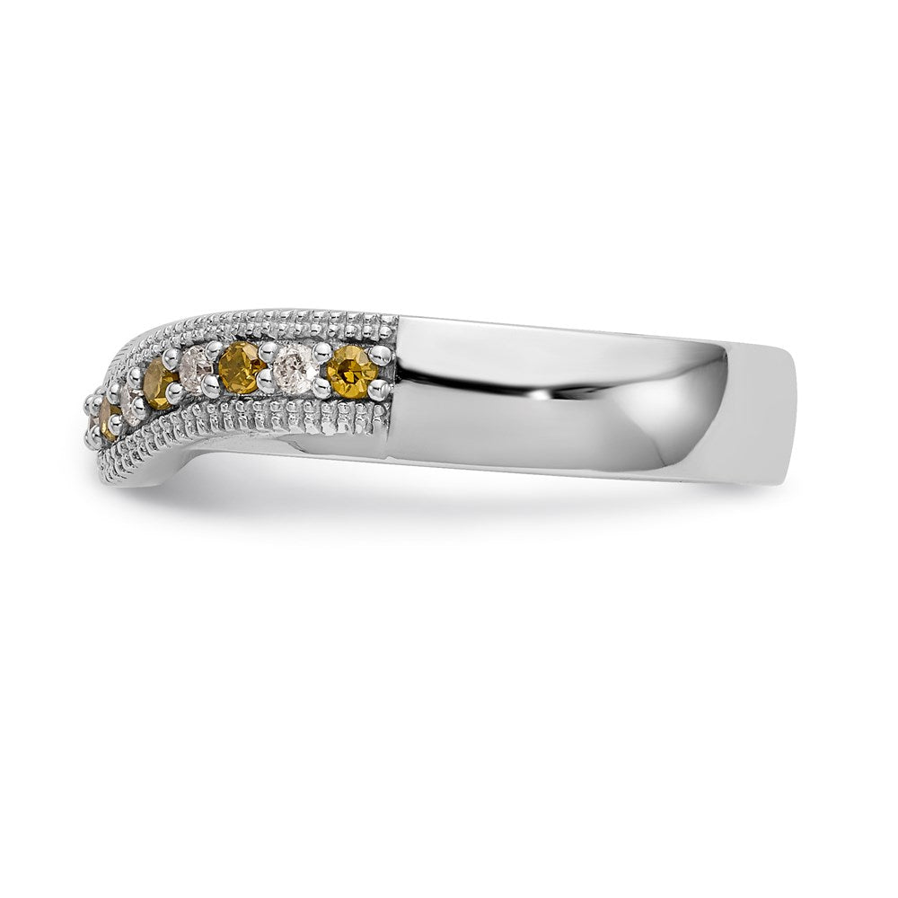 14k White Gold Yellow & White Real Diamond Band