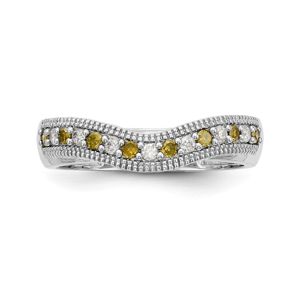 14k White Gold Yellow & White Real Diamond Band