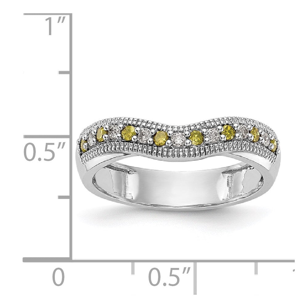 14k White Gold Yellow & White Real Diamond Band