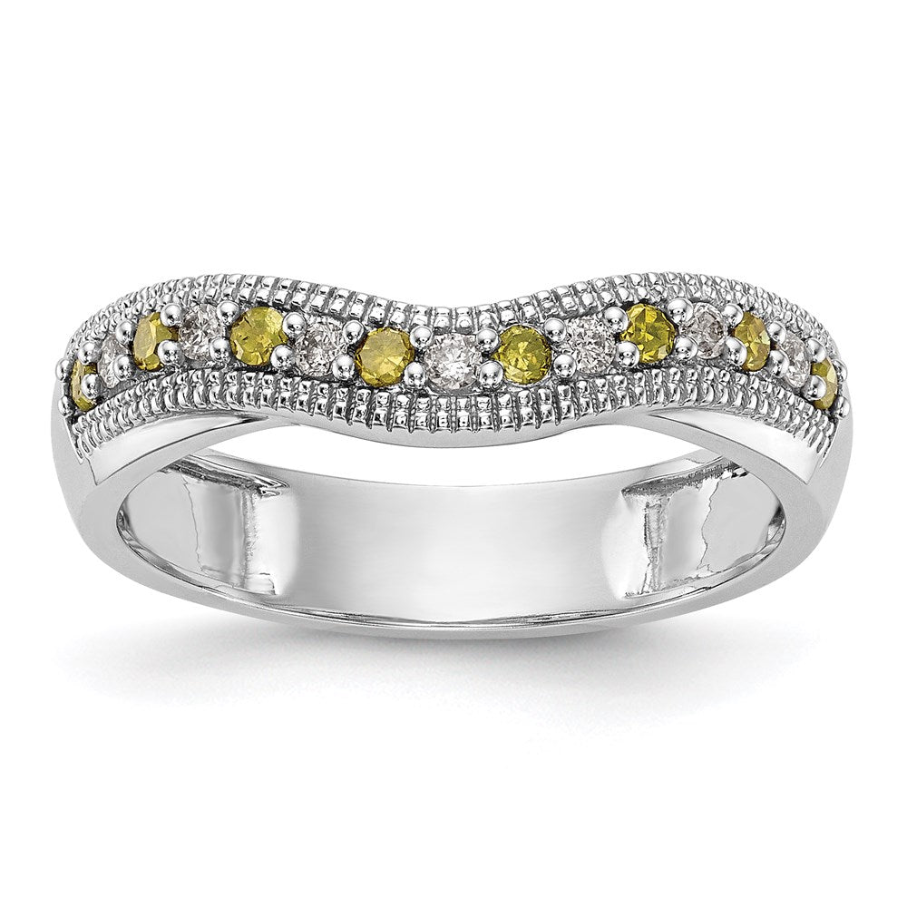 14k White Gold Yellow & White Real Diamond Band