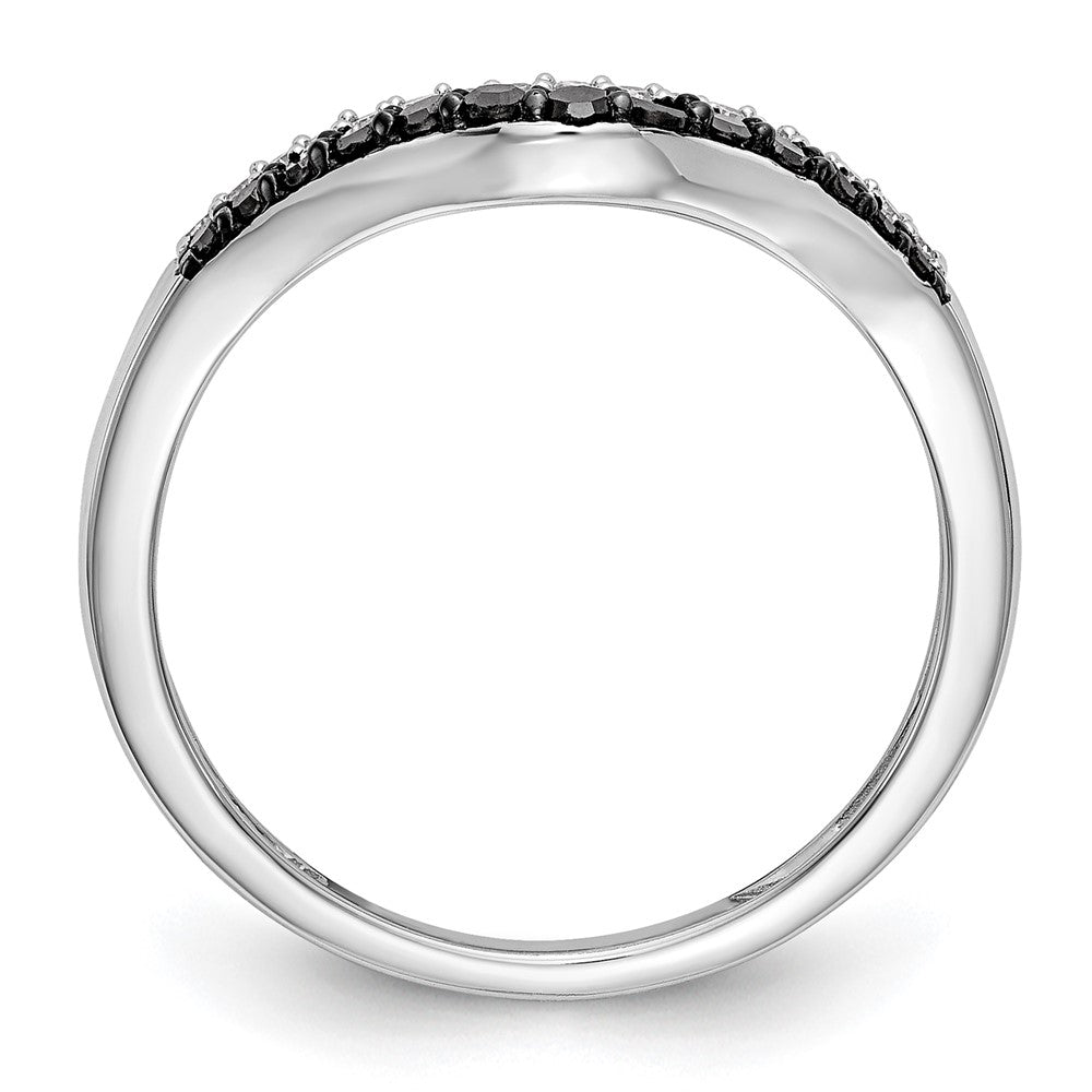 14k White Gold Black & White Real Diamond Band